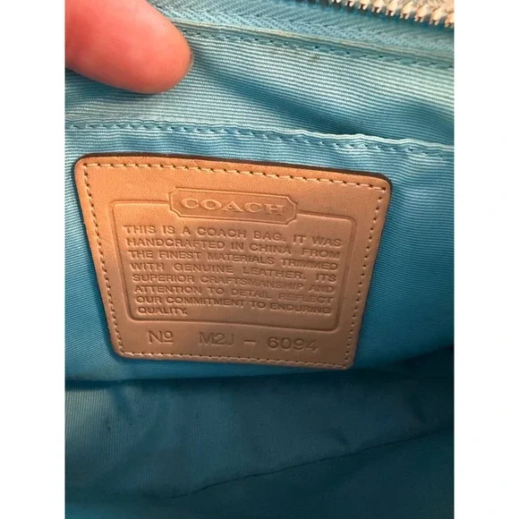 Coach Wristlet Bag Womens Small Blue Tan Signature C Monogram - Picture 3 of 8